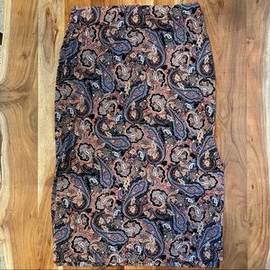 J Jill Paisley Boho Stretch Midi Skirt Side Slit